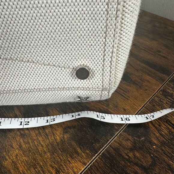 Jimmy Choo Pegasi Large Canvas Tote Bag Off White Neutral Star Studded - Picture 14 of 16